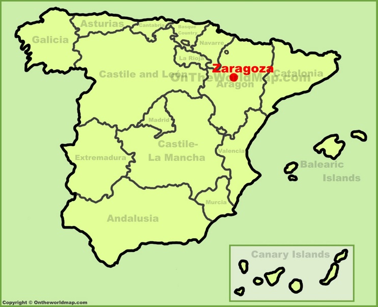 Zaragoza location on the Spain map