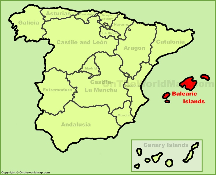 Balearic Islands location on the Spain map