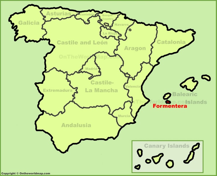 Formentera location on the Spain map