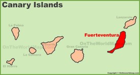 Fuerteventura location on the Canaries map