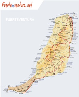 Large detailed map of Fuerteventura with beaches