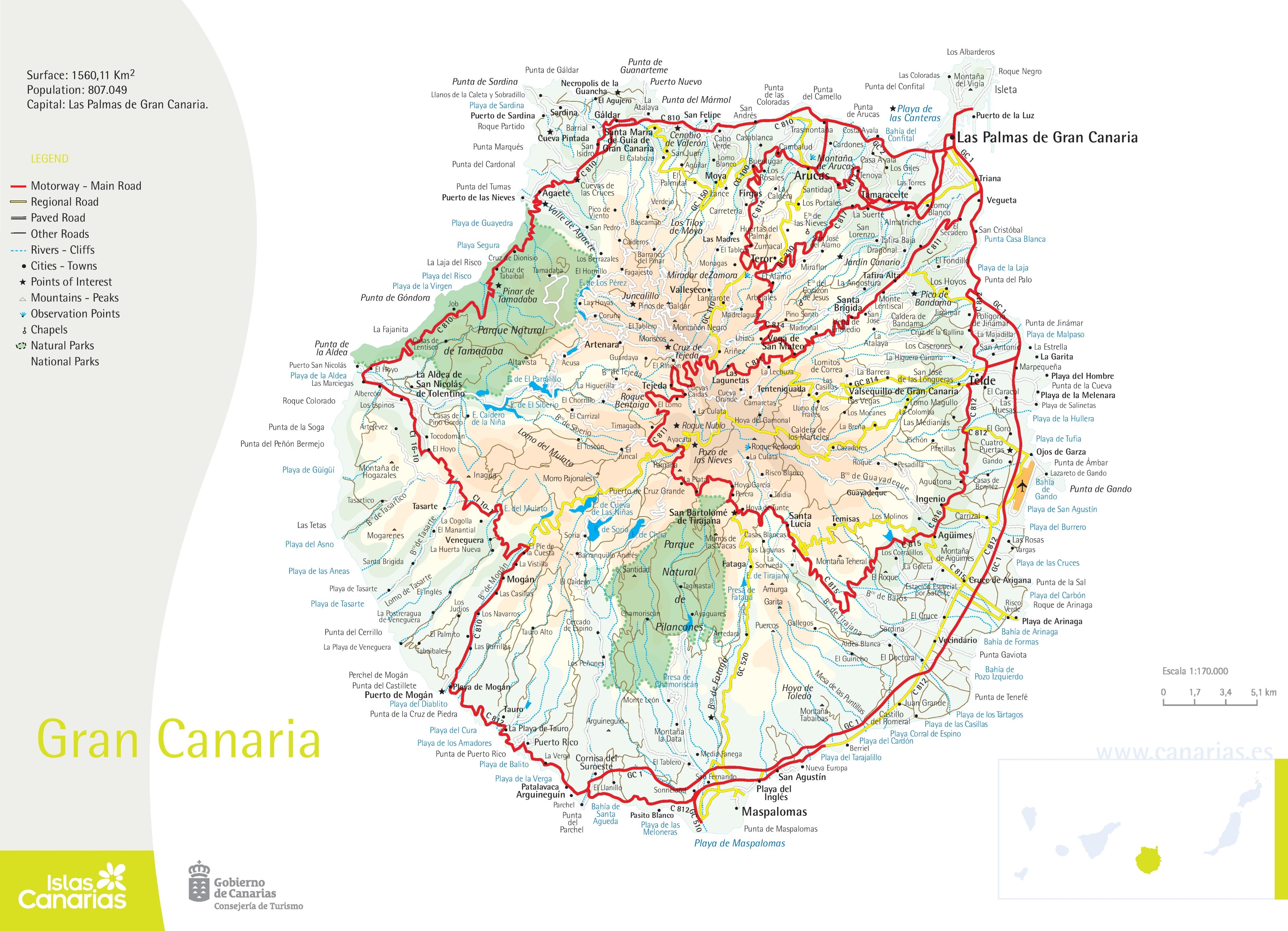 Detailed map, Map, Gran canaria