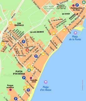Platja d'en Bossa Tourist Map