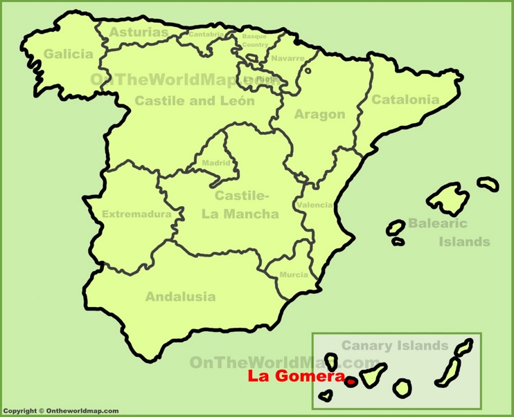 La Gomera location on the Spain map