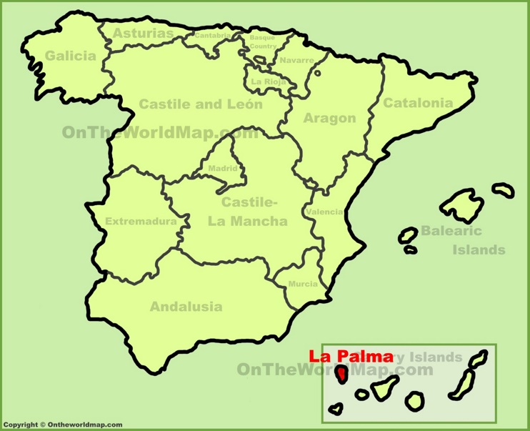 La Palma location on the Spain map