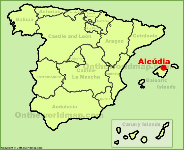 Alcúdia location on the Spain map