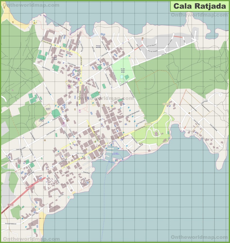 Large detailed map of Cala Ratjada