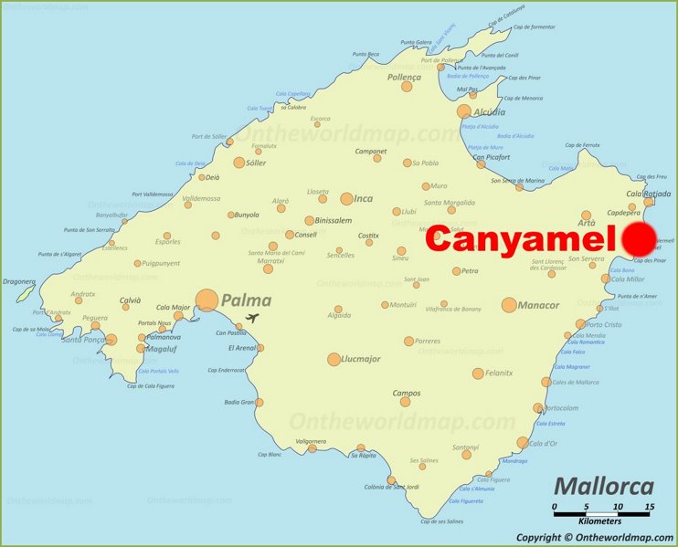 Canyamel location on the Majorca map