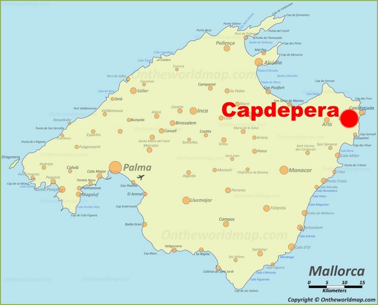 Capdepera location on the Majorca map