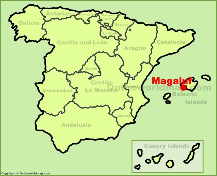 Magaluf location on the Spain map
