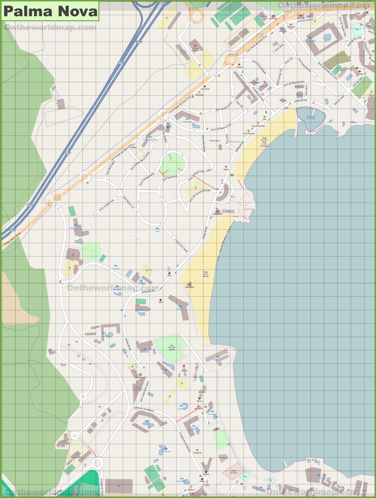 Large detailed map of Palma Nova