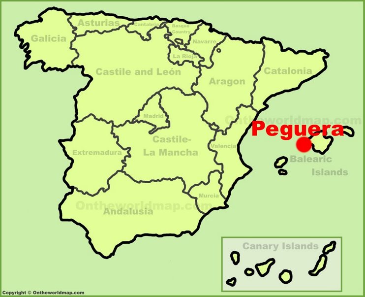 Peguera location on the Spain map