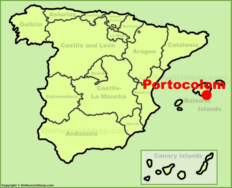 Portocolom location on the Spain map