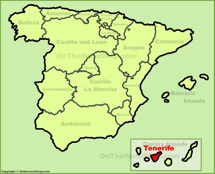 Tenerife location on the Spain map