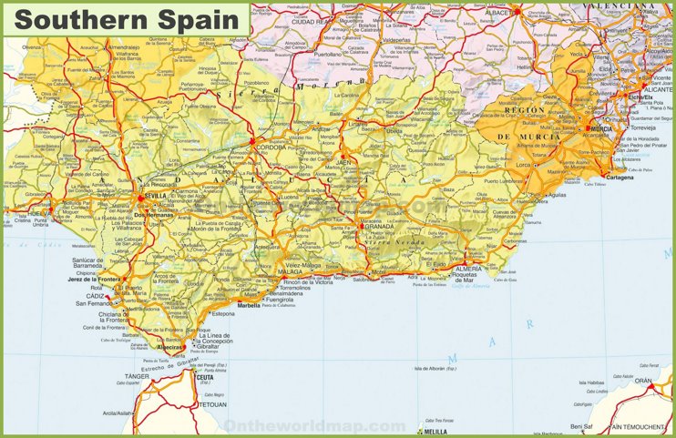 Map of Southern Spain