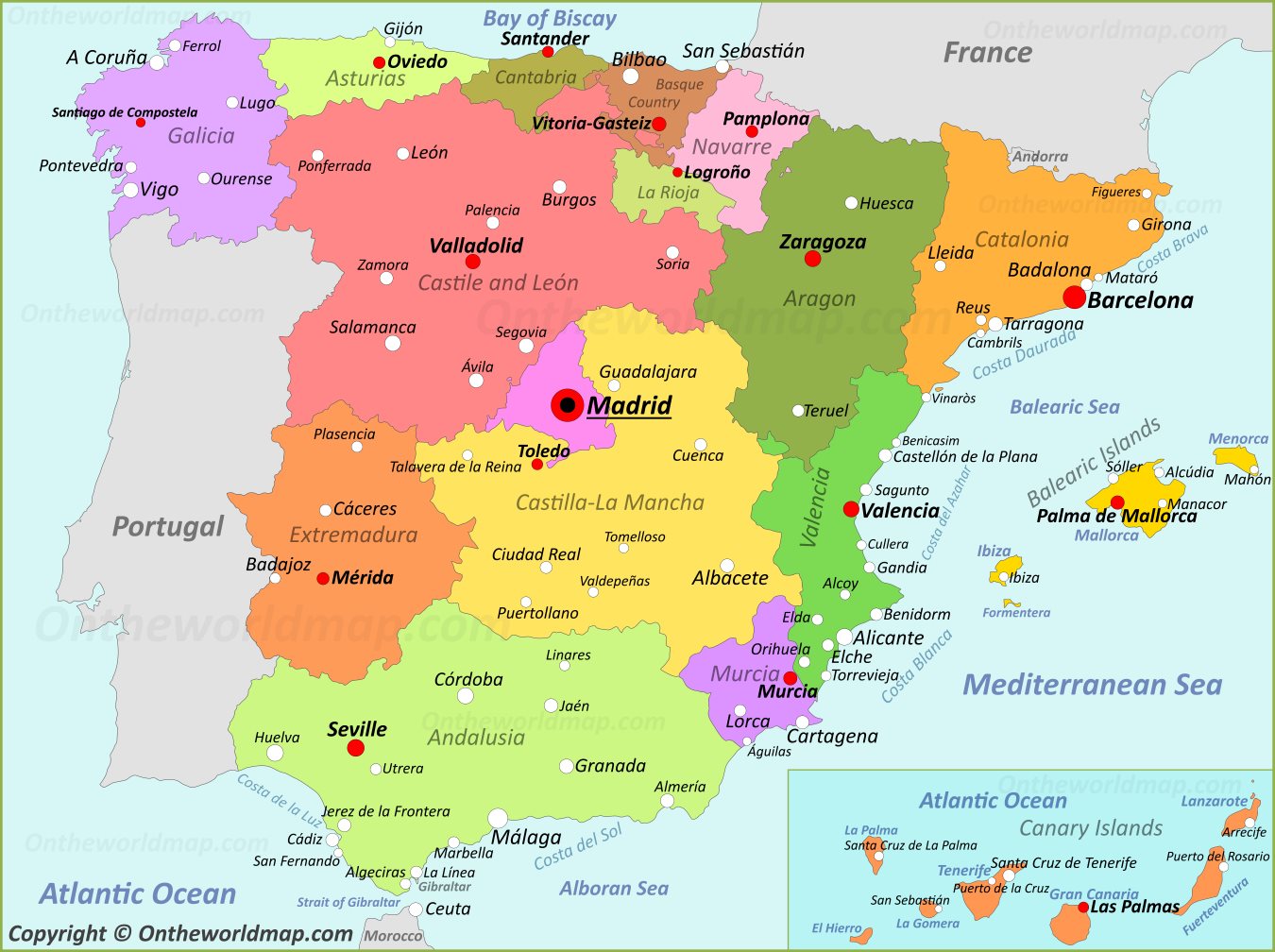 View Blank Map Of Spain Printable Background