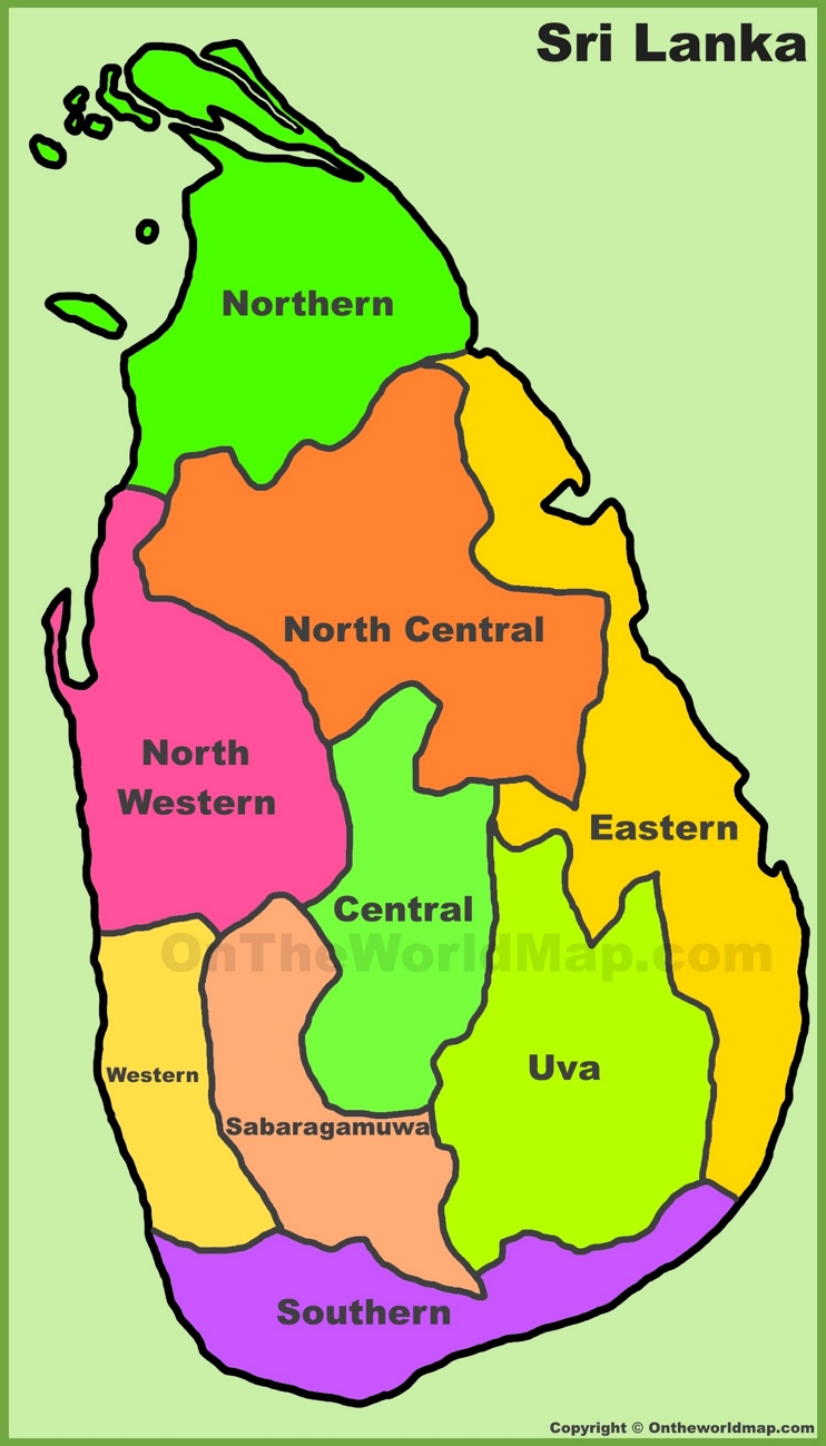 Administrative Divisions Map Of Sri Lanka