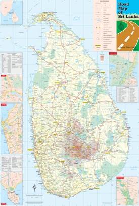 Large detailed road map of Sri Lanka