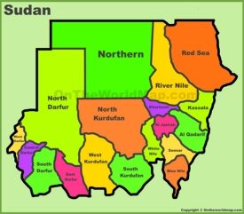 Administrative divisions map of Sudan