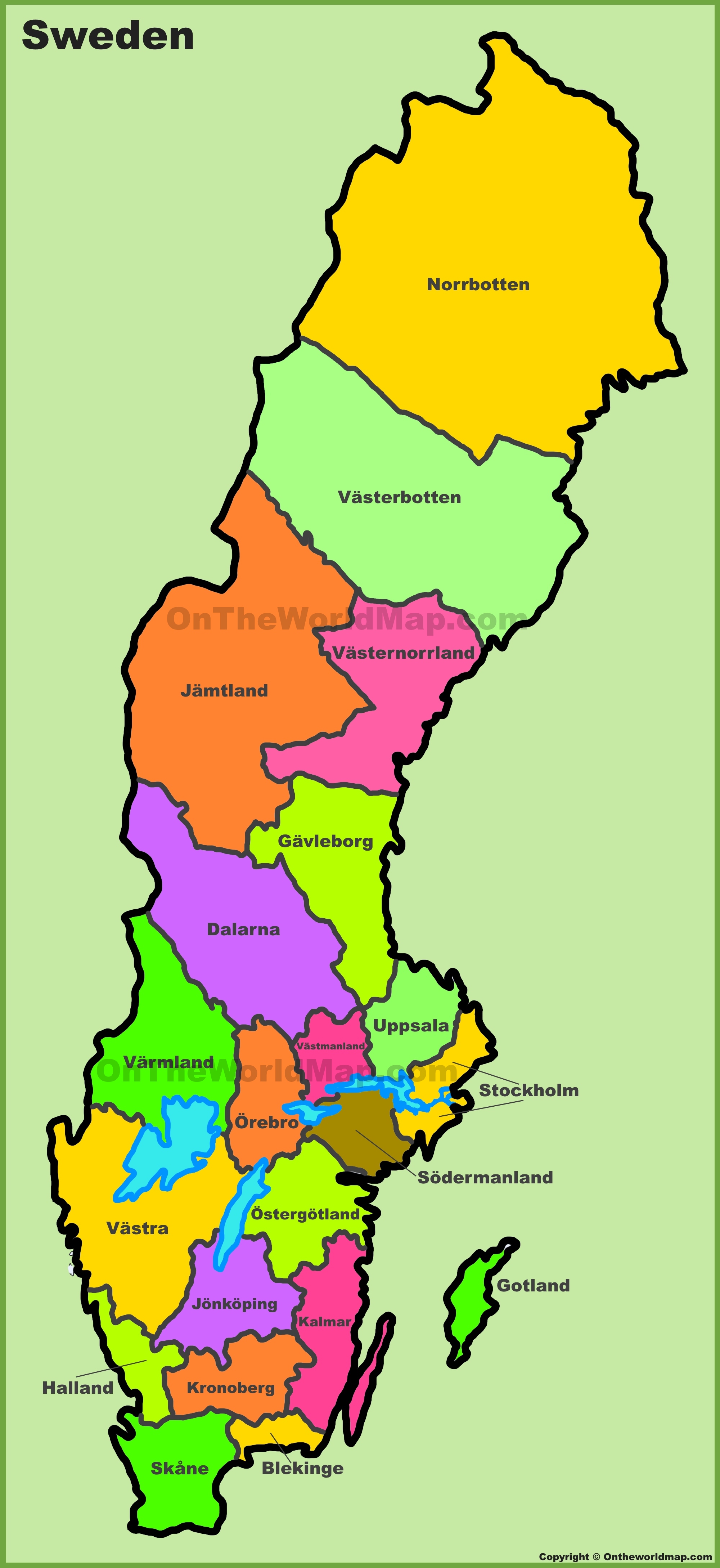 Administrative Divisions Map Of Sweden