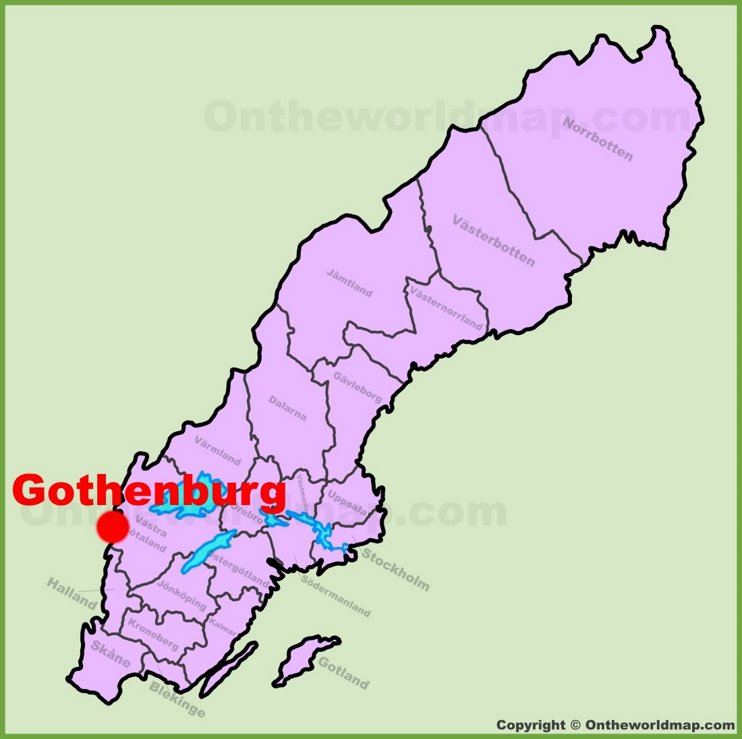 Gothenburg location on the Sweden map