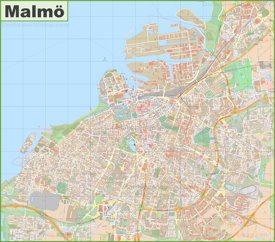 Large detailed map of Malmö