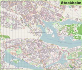 Large detailed map of Stockholm