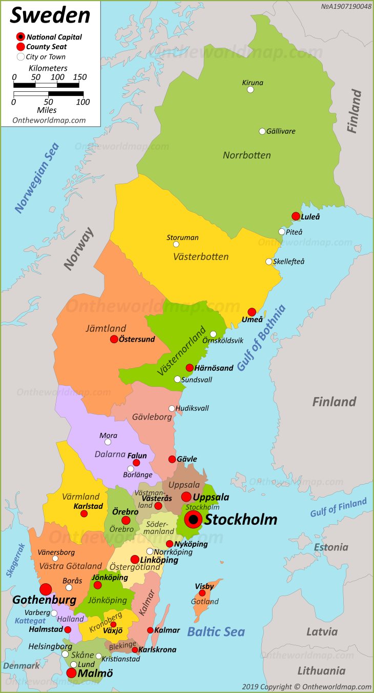 Political map of Sweden