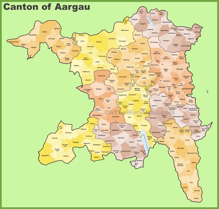 Canton of Aargau municipality map