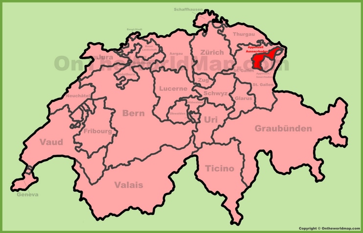 Canton of Appenzell Ausserrhoden location on the Switzerland map