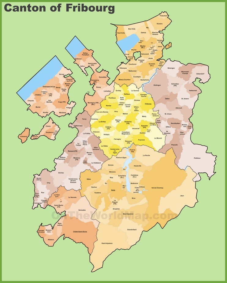 Canton of Fribourg municipality map