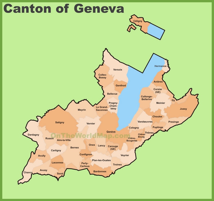 Canton of Geneva municipality map