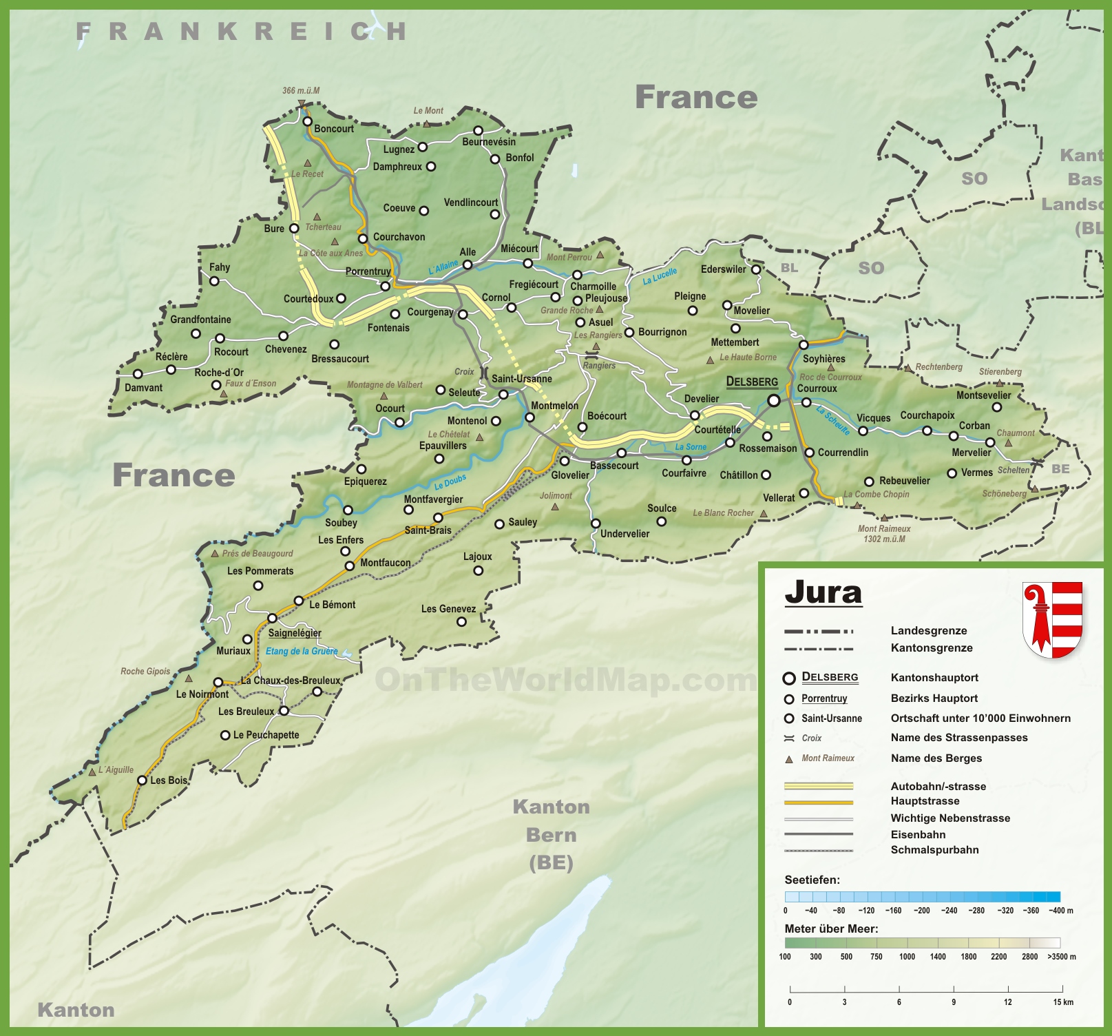 Jura Mountains Switzerland Map