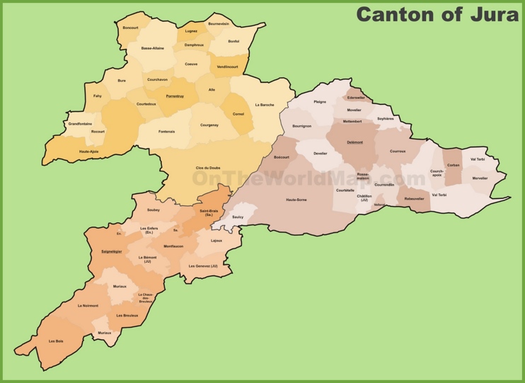 Canton of Jura municipality map