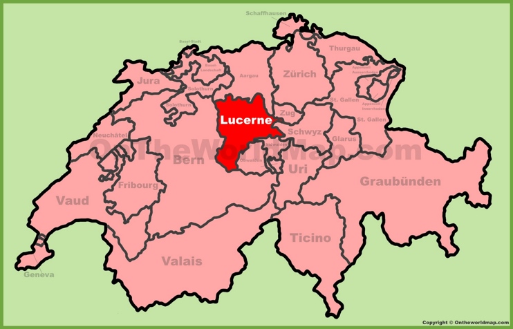 Canton of Lucerne location on the Switzerland map