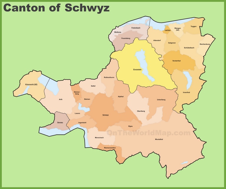 Canton of Schwyz municipality map