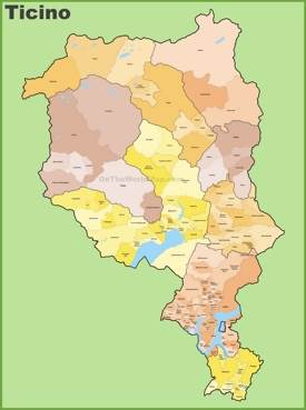 Canton of Ticino municipality map