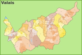 Canton of Valais municipality map