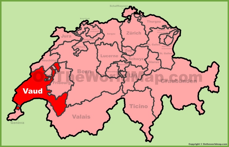 Canton of Vaud location on the Switzerland map