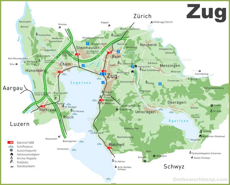 Tourist Map of Canton of Zug