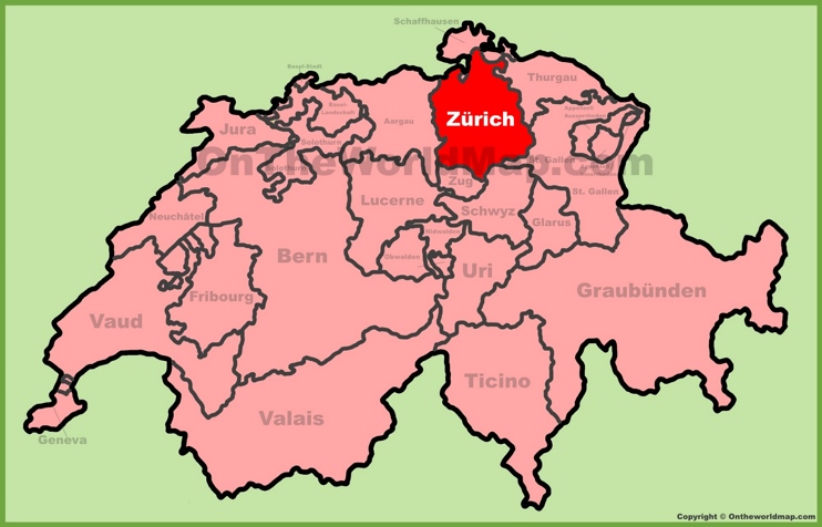 Canton of Zürich location on the Switzerland map