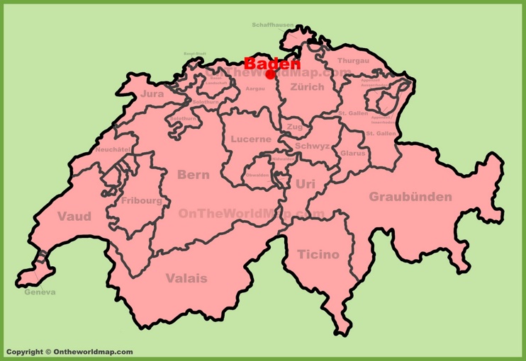 Baden location on the Switzerland map