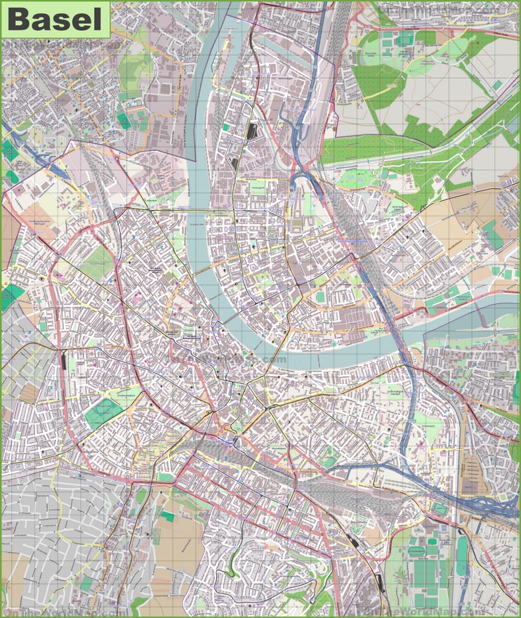 Large detailed map of Basel