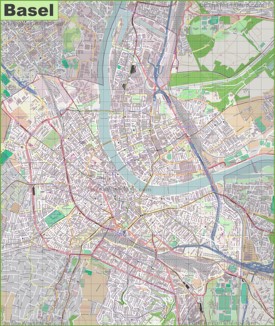 Large detailed map of Basel
