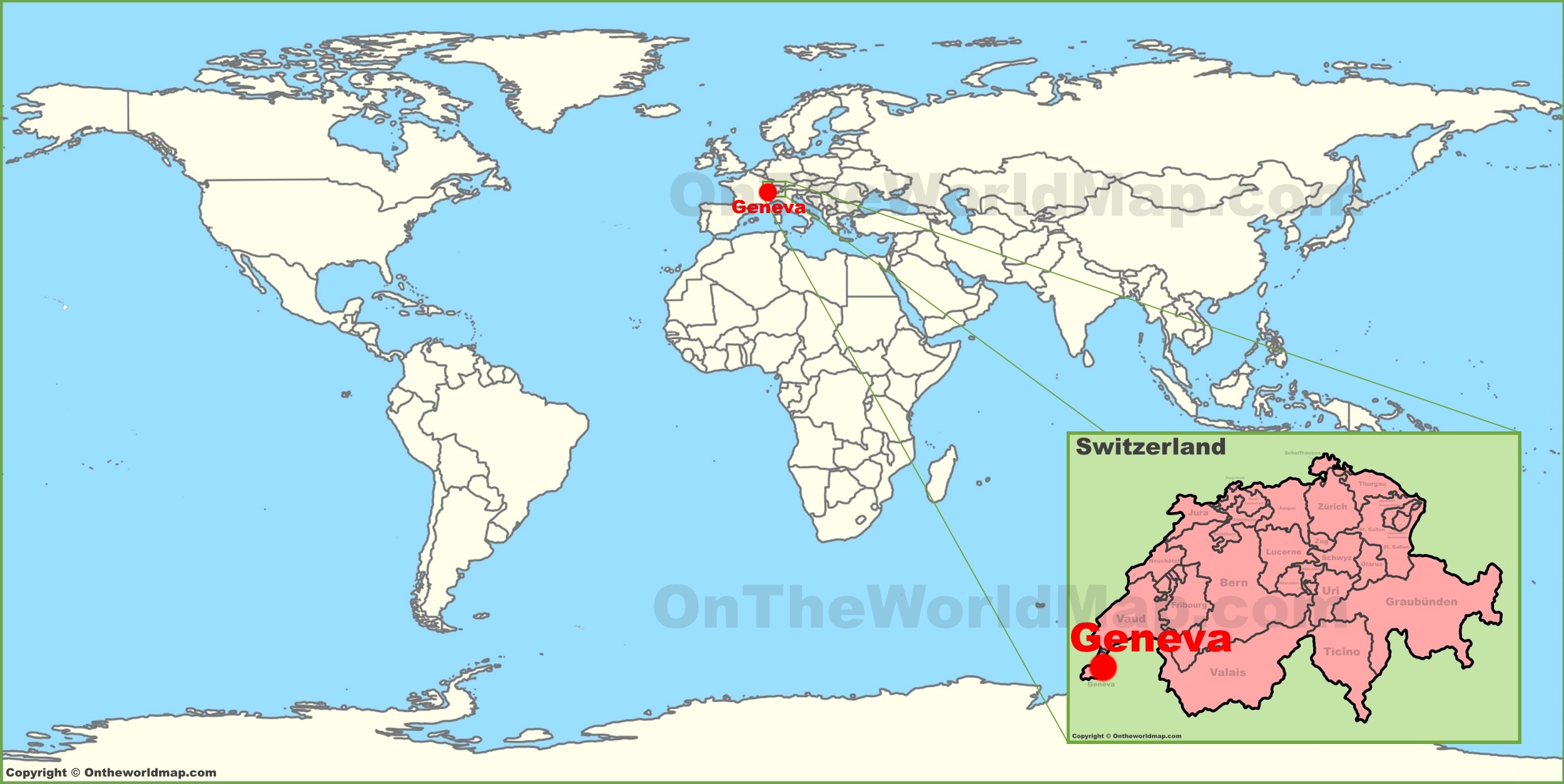 switzerland on the world map Geneva On The World Map switzerland on the world map