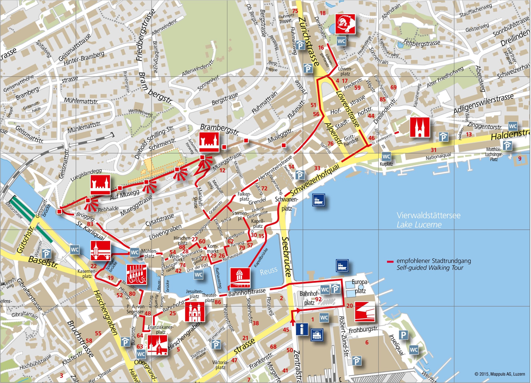 Lucerne city center map