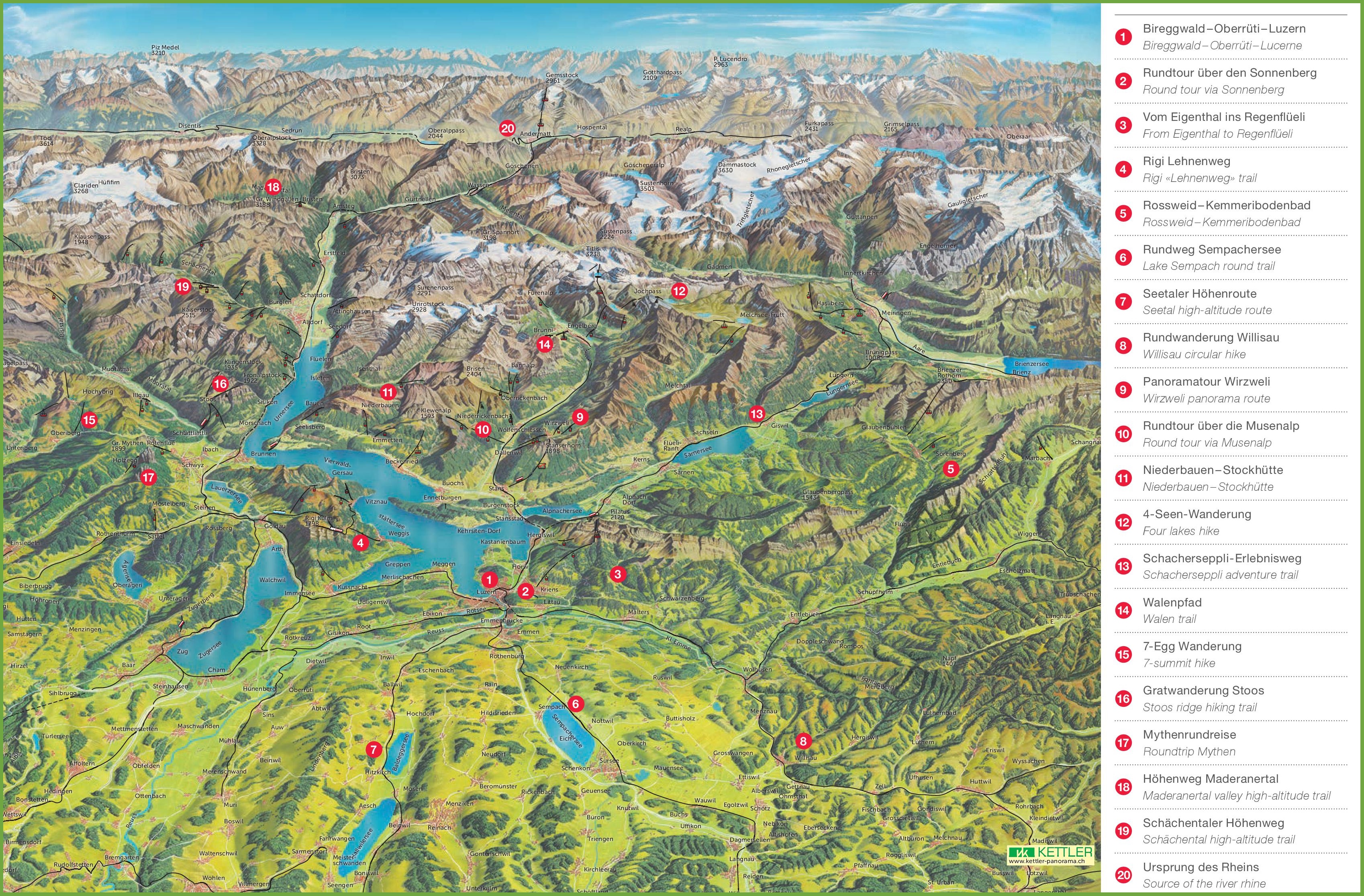 Lucerne hiking tips map