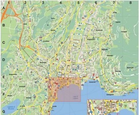 Lugano hotels and sightseeings map