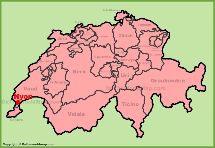 Nyon location on the Switzerland map