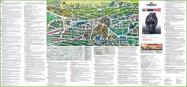 Large detailed tourist map of St. Gallen